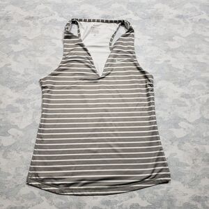 Nike Gray and White Striped Tank Top